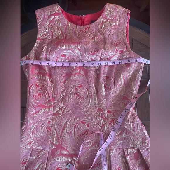 Carmen Marc Valvo Pink Fit and Flare Midi Dress for Weddings - Picture 9 of 11